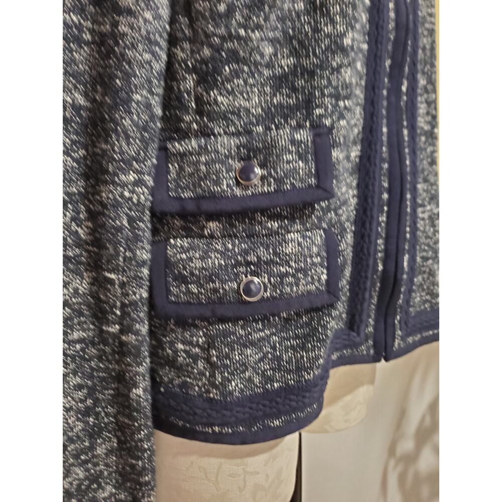 Talbots NWOT Tweed Knit Full Zip Blazer Jacket Sz 14 Navy Blue Career Old Money - Picture 5 of 10